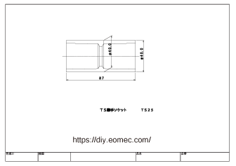 TSソケット サイズ 25mm｜塩ビ パイプ 継手 図面｜CAD ダウンロード